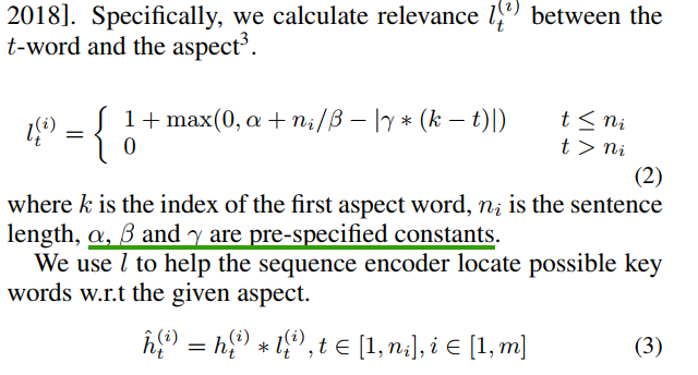 Determine Relevance Between Words and Aspect Terms By Distance in a Sentence